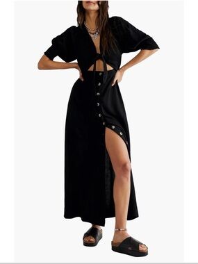 Free People String Of Hearts Maxi Dress In Black Size Medium NWOT